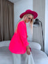 Neon pink, ONE SIZE jacket with gathered sleeves